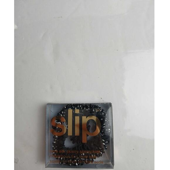 NWT Slip Unisex Pure Silk Skinny Scrunchies, Black/white-OS - Picture 1 of 2